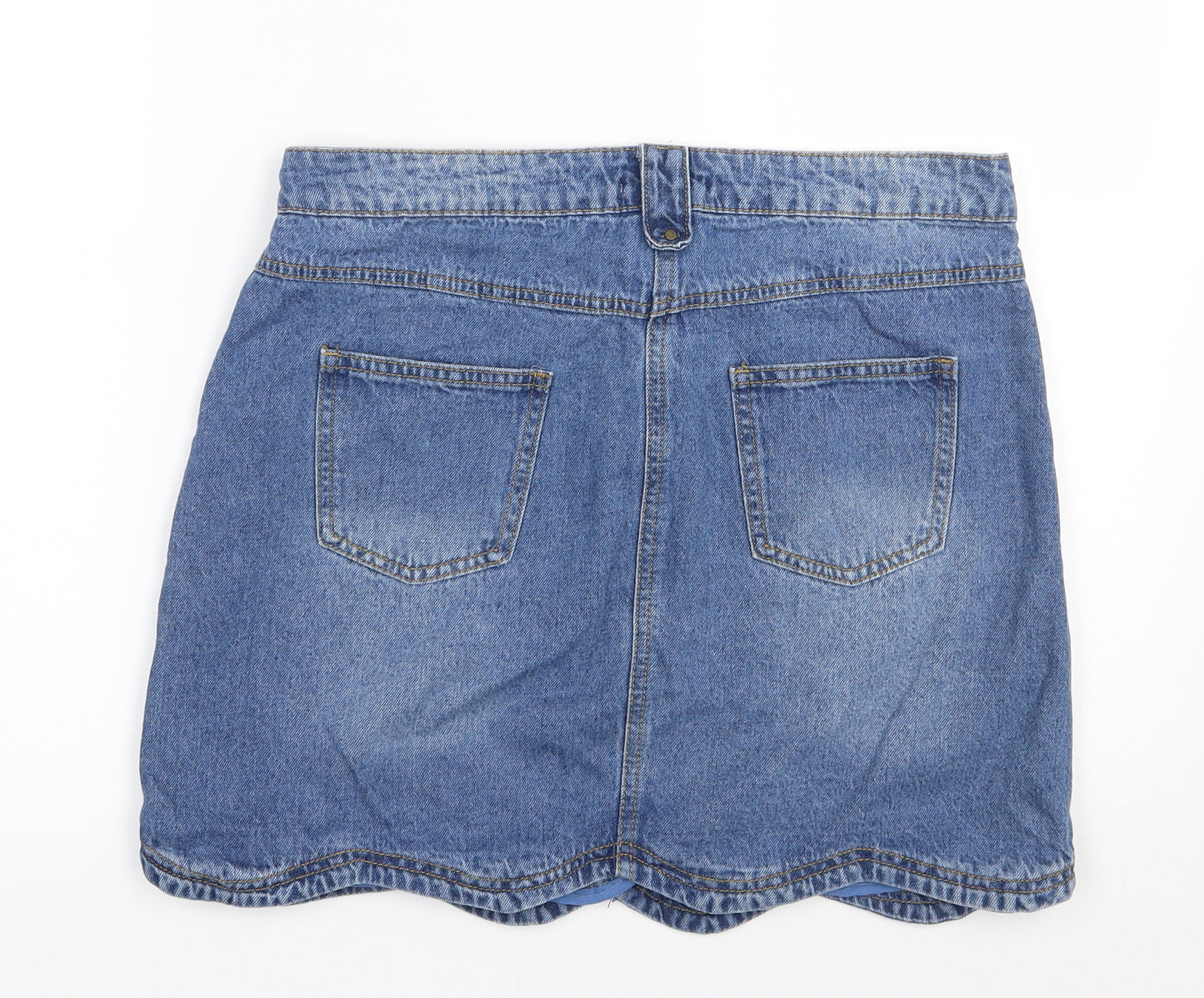 TU Womens Blue  Cotton A-Line Set Size 12   Zip - Scalloped Hem