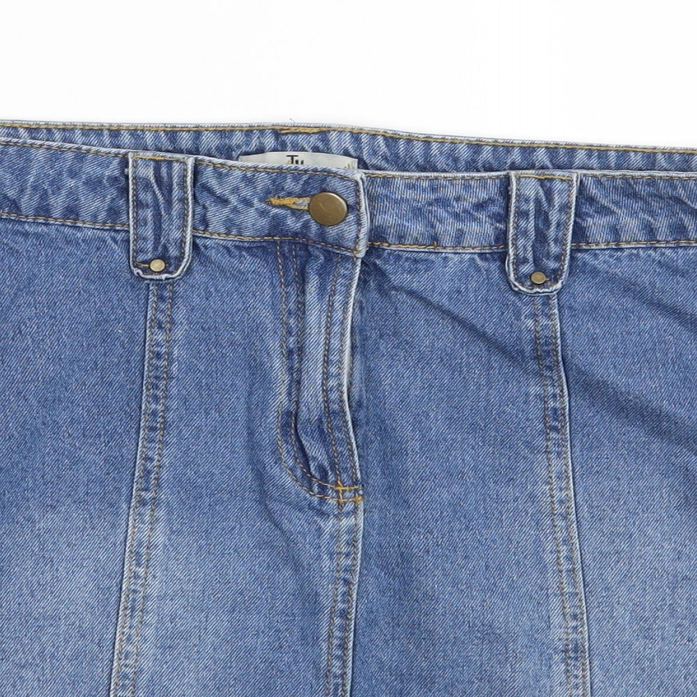 TU Womens Blue  Cotton A-Line Set Size 12   Zip - Scalloped Hem