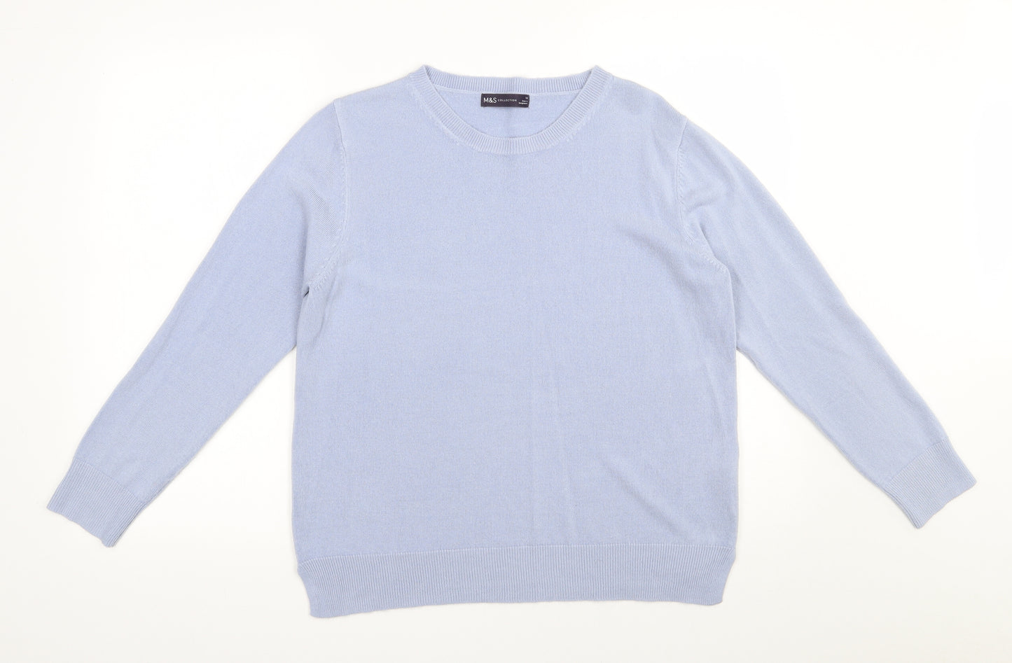 Marks and Spencer Womens Blue Round Neck  Acrylic Pullover Jumper Size 16