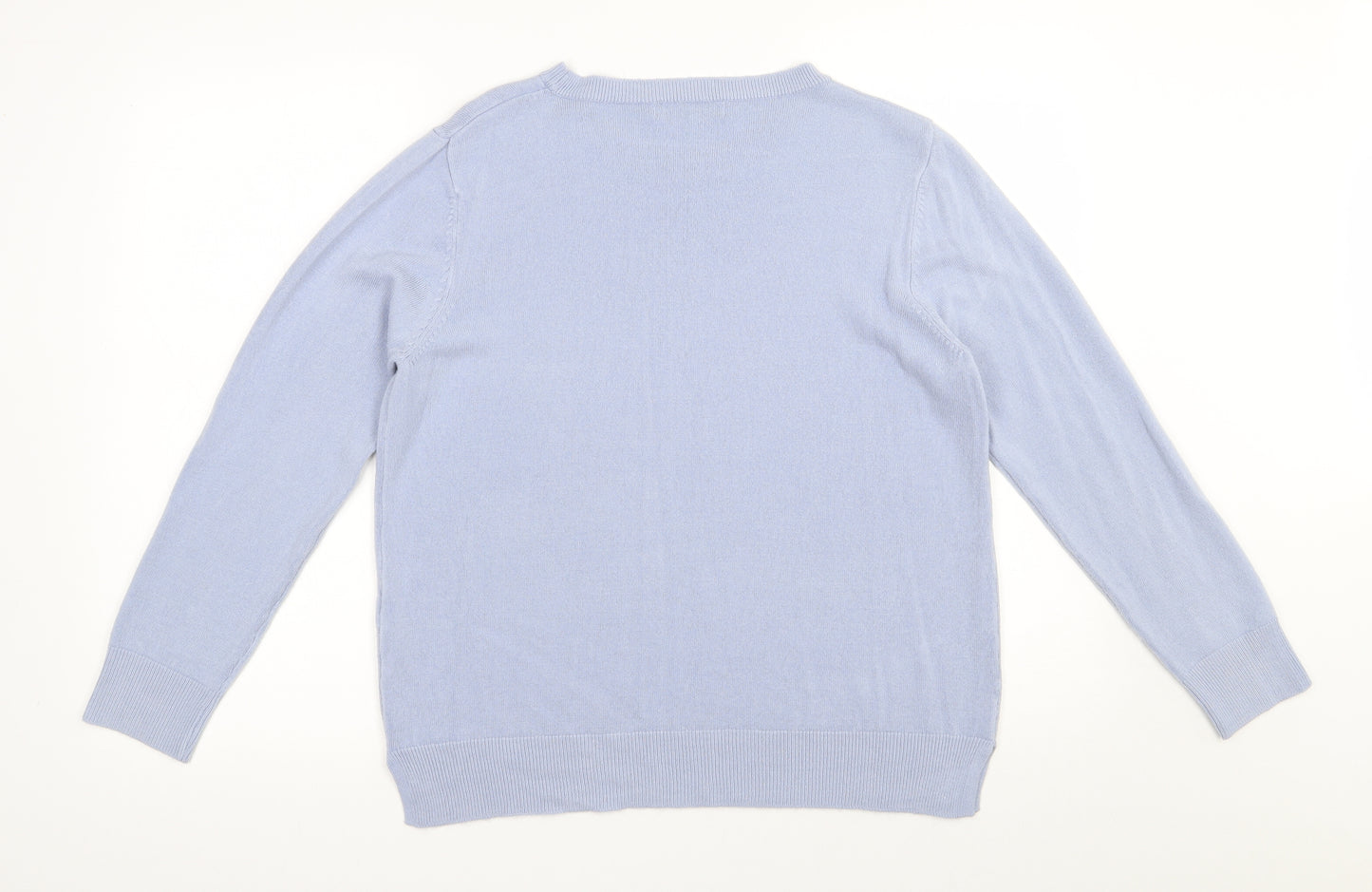 Marks and Spencer Womens Blue Round Neck  Acrylic Pullover Jumper Size 16