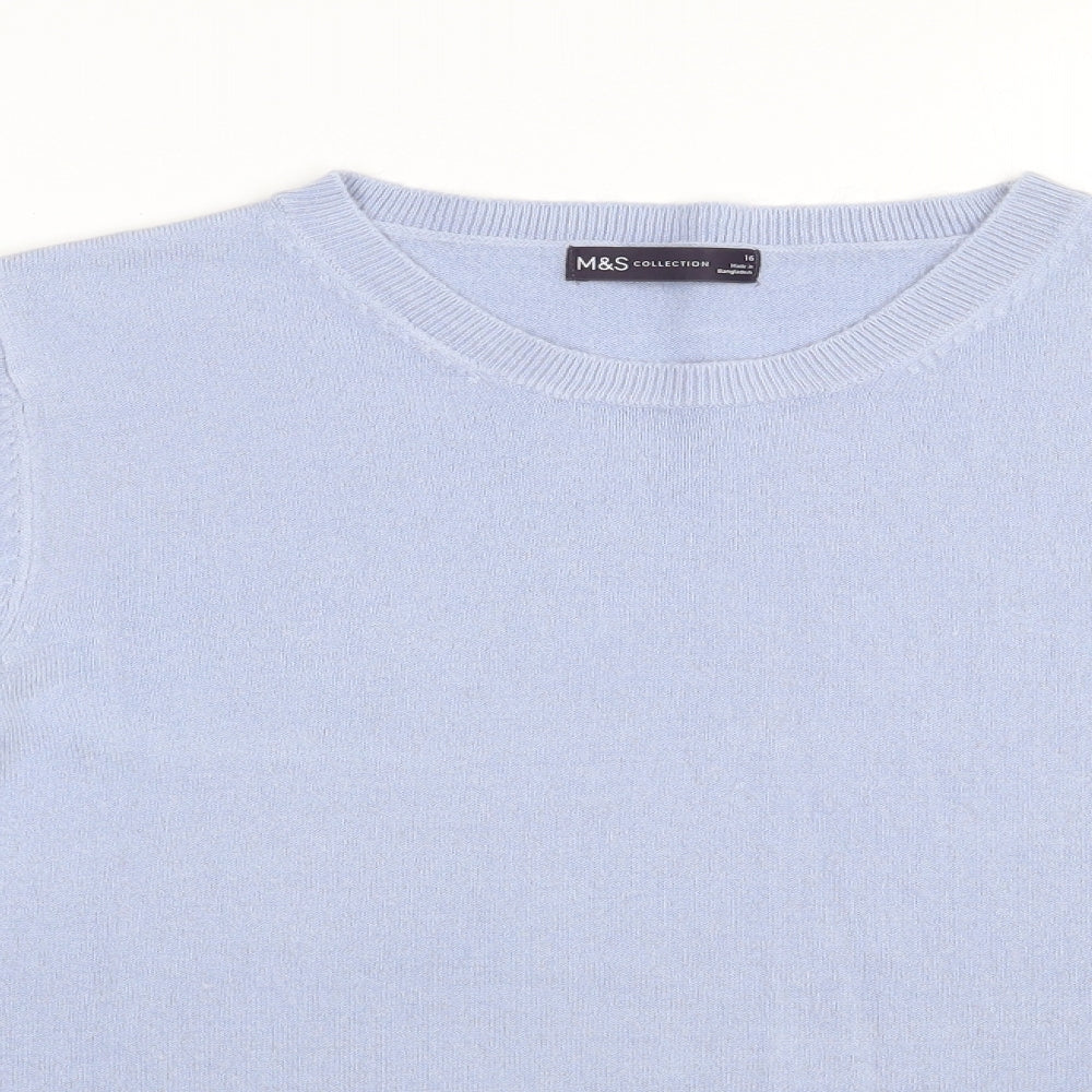 Marks and Spencer Womens Blue Round Neck  Acrylic Pullover Jumper Size 16