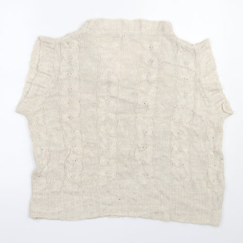 Vanessa Alexandra Womens Beige V-Neck  Acrylic Vest Jumper Size S