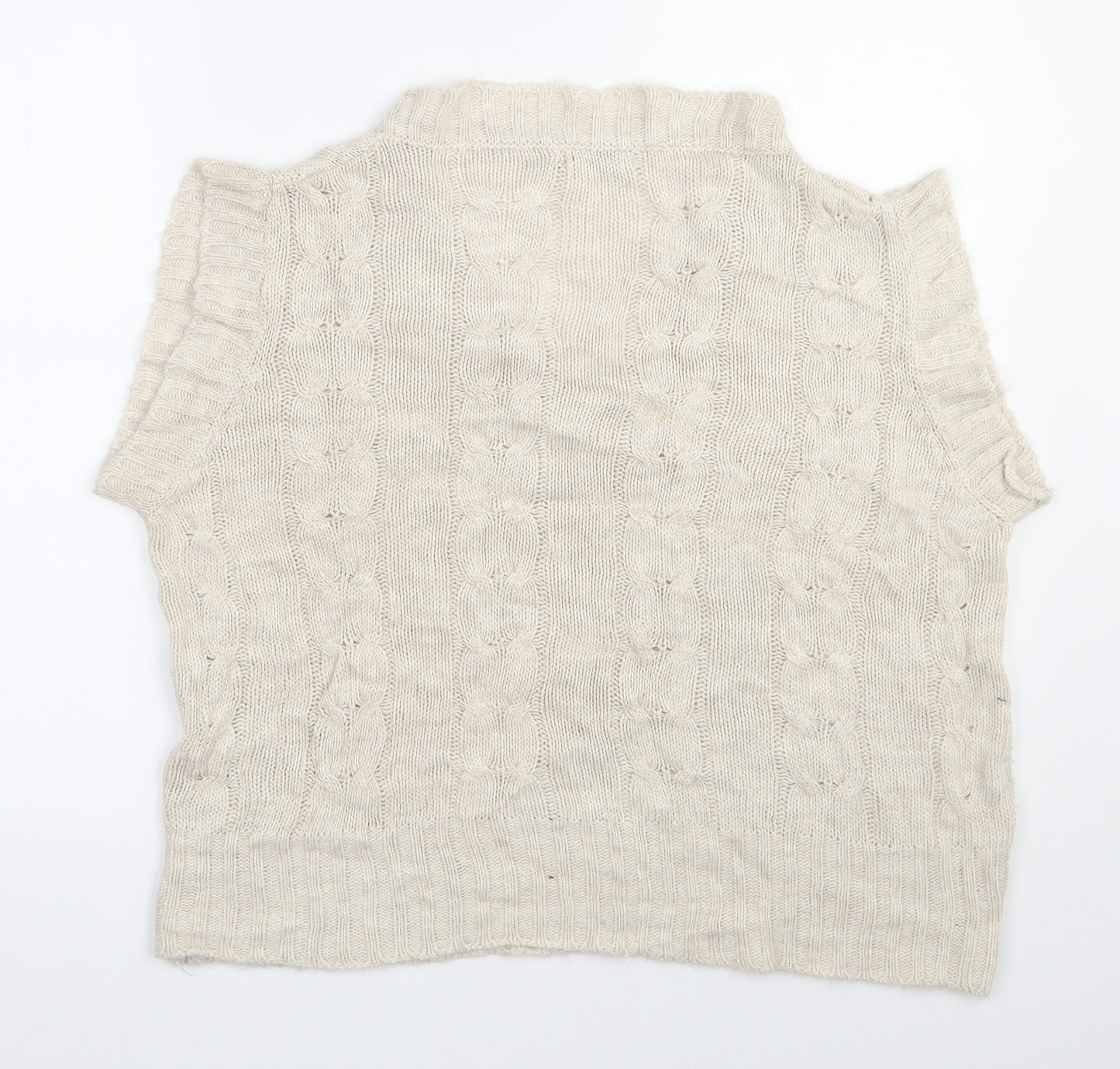 Vanessa Alexandra Womens Beige V-Neck  Acrylic Vest Jumper Size S