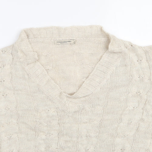 Vanessa Alexandra Womens Beige V-Neck  Acrylic Vest Jumper Size S