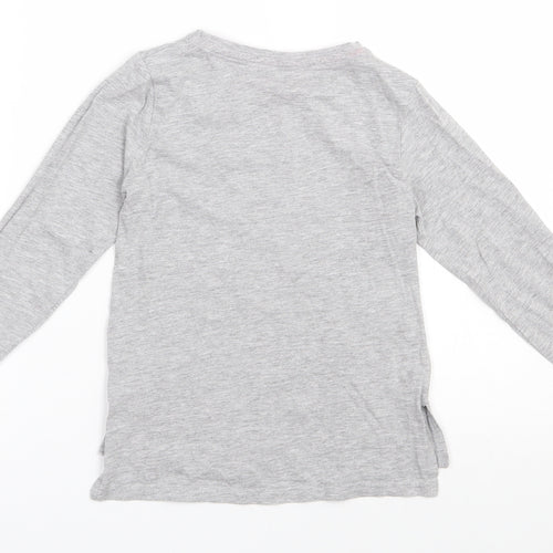 Matalan  Girls Grey  Cotton Basic T-Shirt Size 6 Years Round Neck Pullover - Girl club