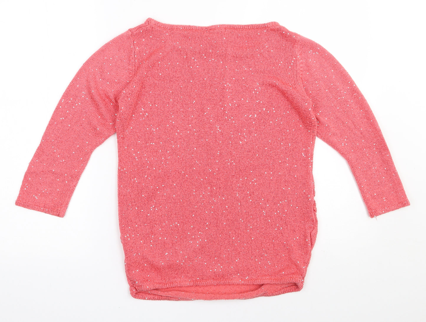 H&M Womens Pink Boat Neck  Polyester Pullover Jumper Size M