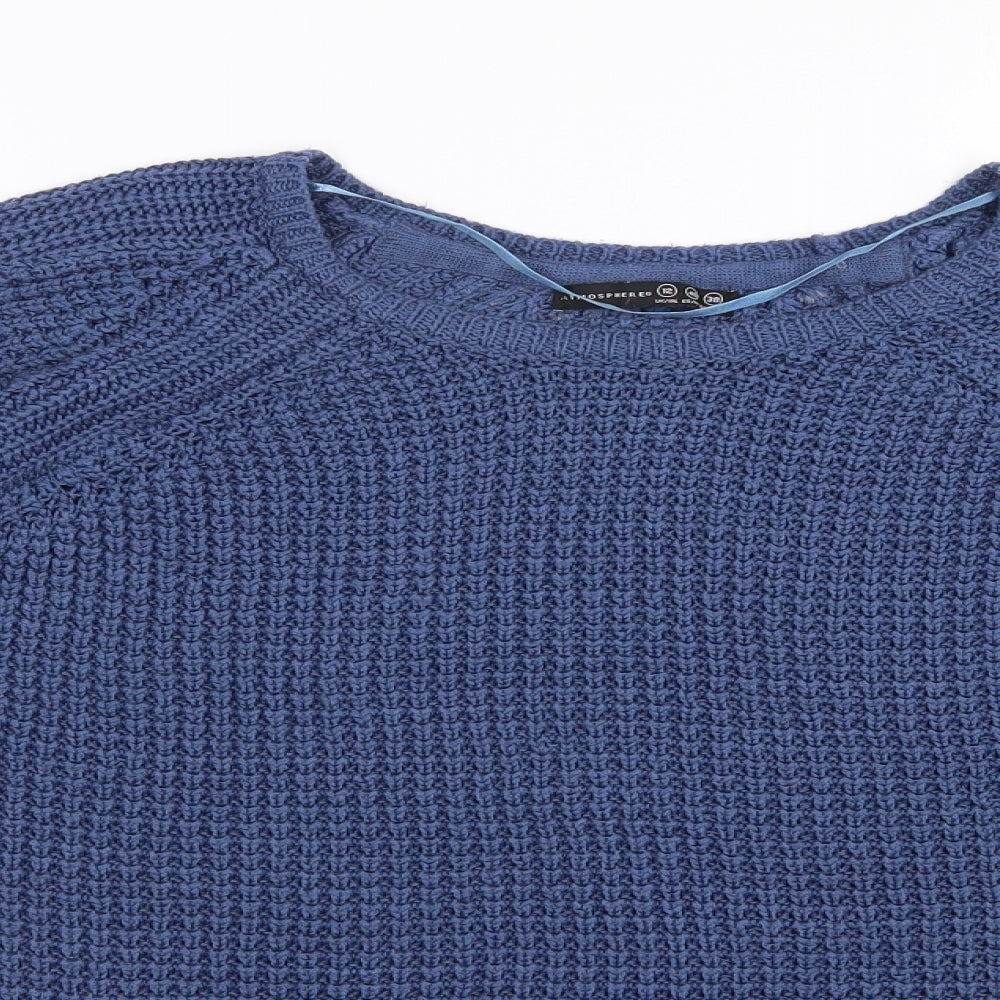 Atmosphere Womens Blue Round Neck  Acrylic Pullover Jumper Size 12