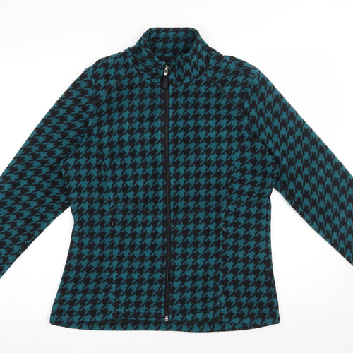 Marks and Spencer Womens Black Houndstooth Polyester Full Zip Sweatshirt Size 12  Zip