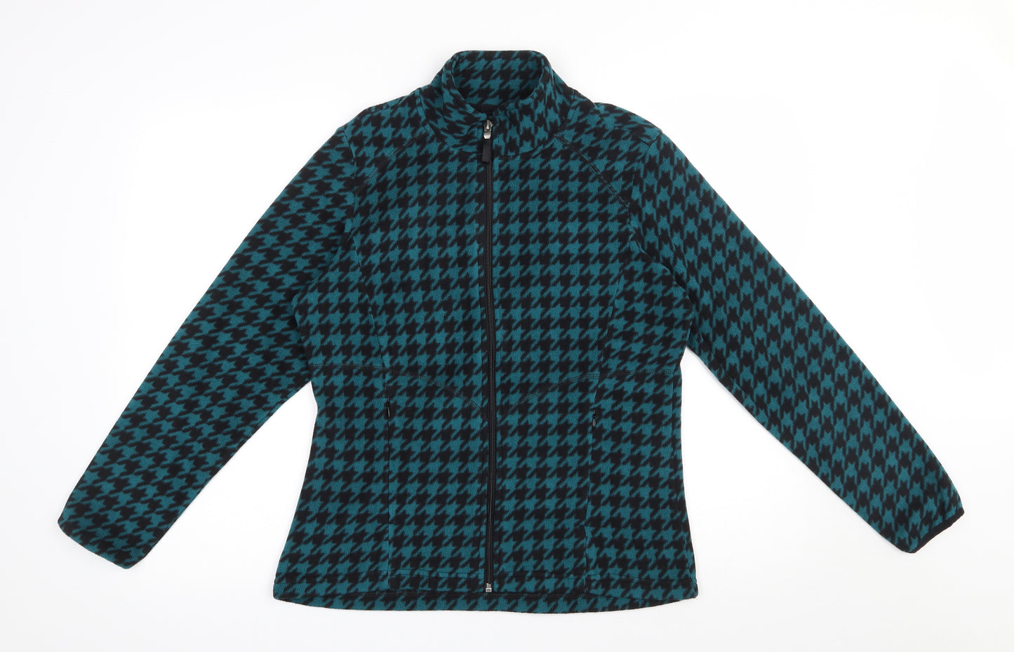 Marks and Spencer Womens Black Houndstooth Polyester Full Zip Sweatshirt Size 12  Zip