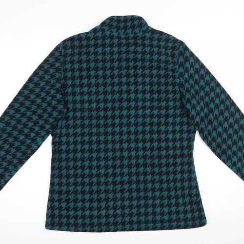 Marks and Spencer Womens Black Houndstooth Polyester Full Zip Sweatshirt Size 12  Zip