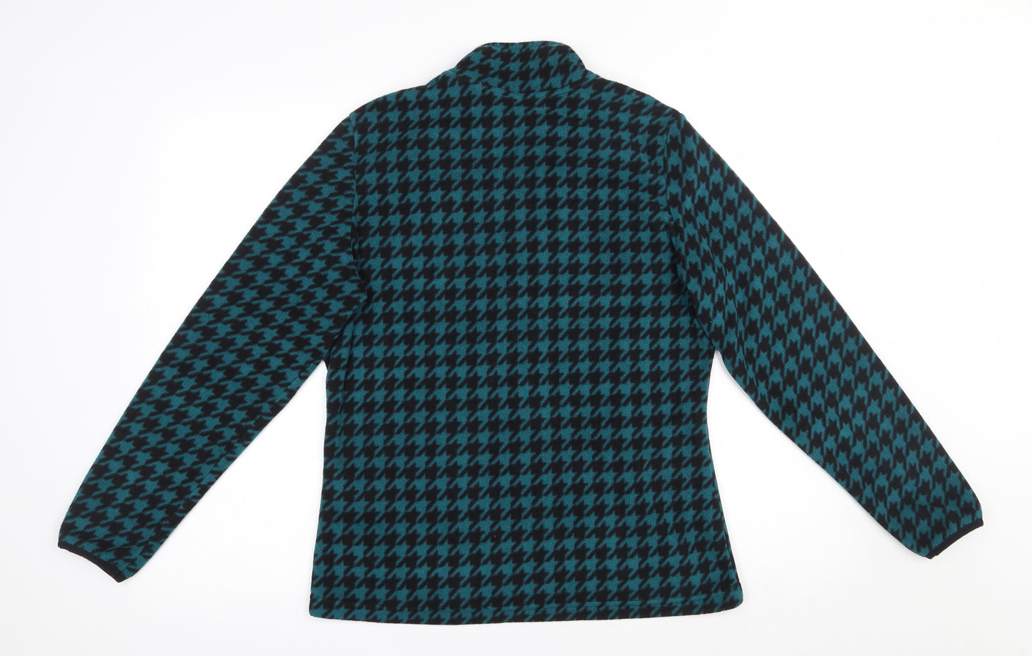 Marks and Spencer Womens Black Houndstooth Polyester Full Zip Sweatshirt Size 12  Zip