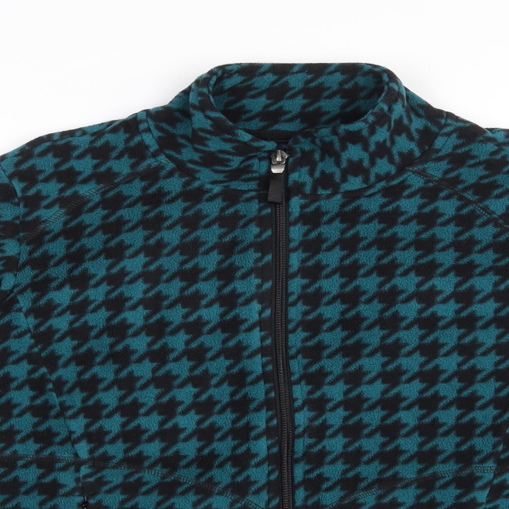 Marks and Spencer Womens Black Houndstooth Polyester Full Zip Sweatshirt Size 12  Zip