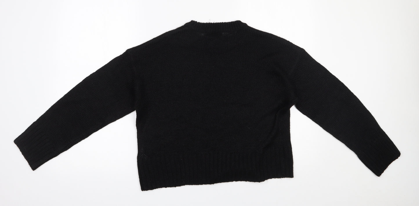 New Look  Womens Black Roll Neck  Acrylic Pullover Jumper Size S