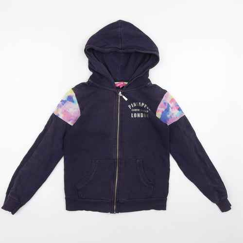 Pineapple  Girls Blue  Cotton Full Zip Hoodie Size 9-10 Years  Zip