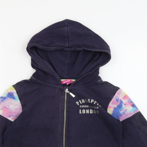 Pineapple  Girls Blue  Cotton Full Zip Hoodie Size 9-10 Years  Zip