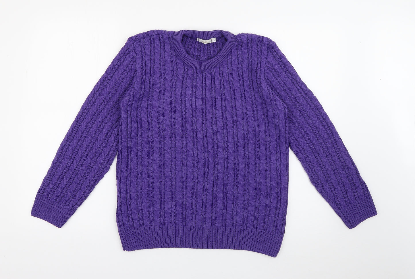 Vida Vi Womens Purple Crew Neck  Acrylic Pullover Jumper Size M
