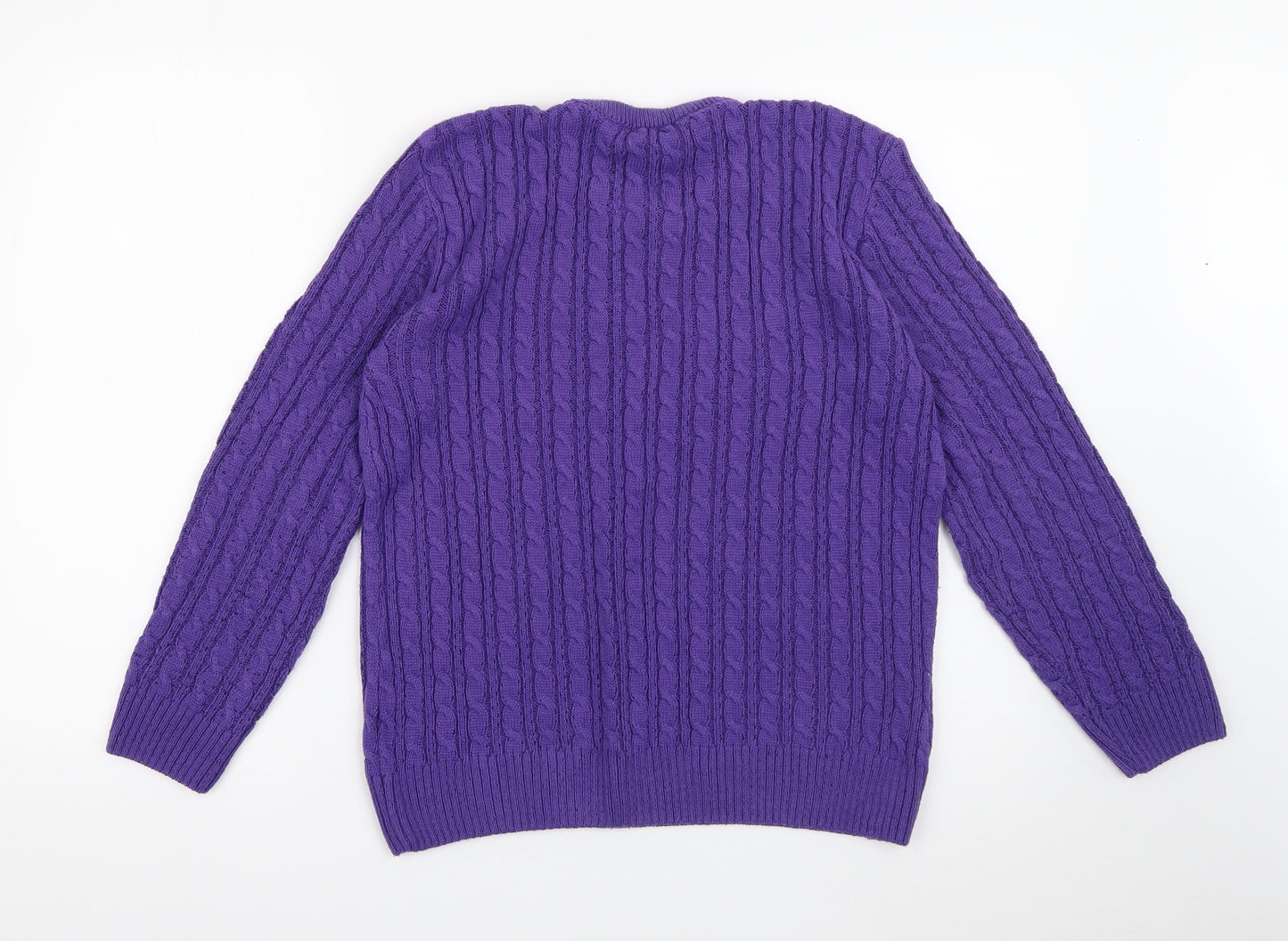 Vida Vi Womens Purple Crew Neck  Acrylic Pullover Jumper Size M