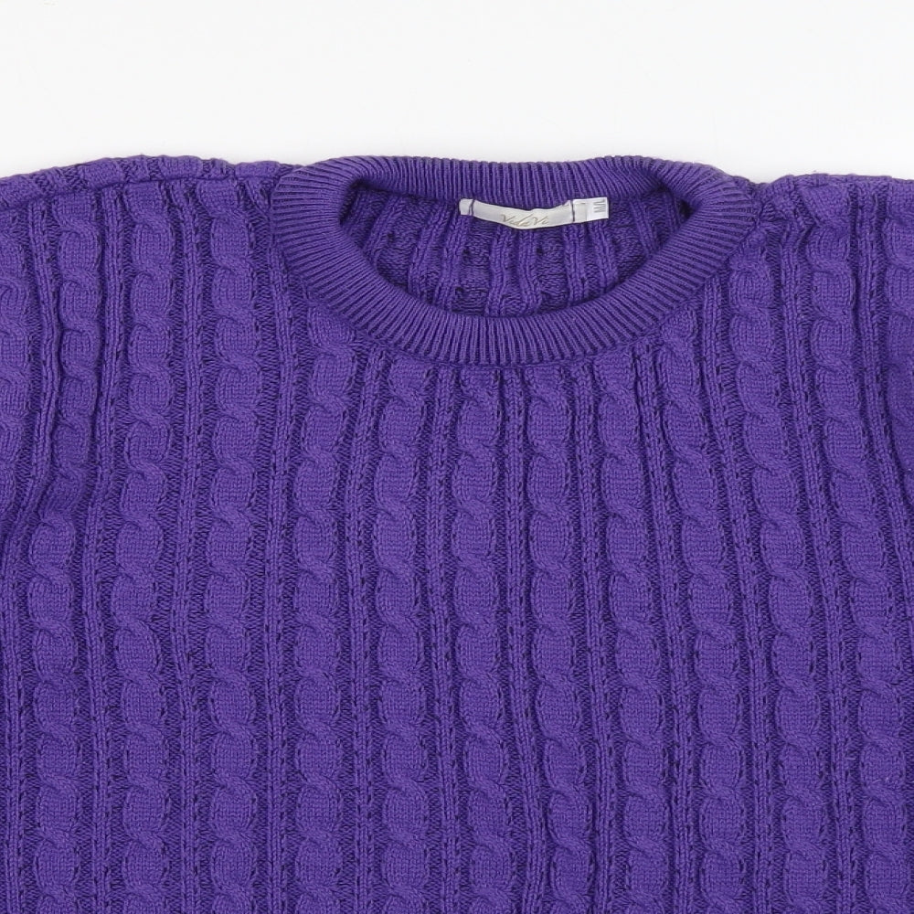 Vida Vi Womens Purple Crew Neck  Acrylic Pullover Jumper Size M