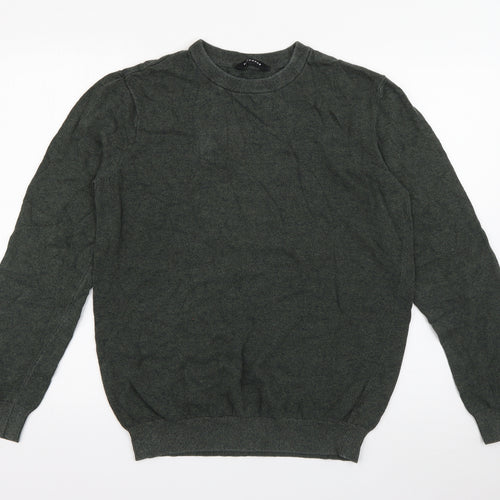 Peacocks Womens Green Crew Neck  Cotton Pullover Jumper Size M