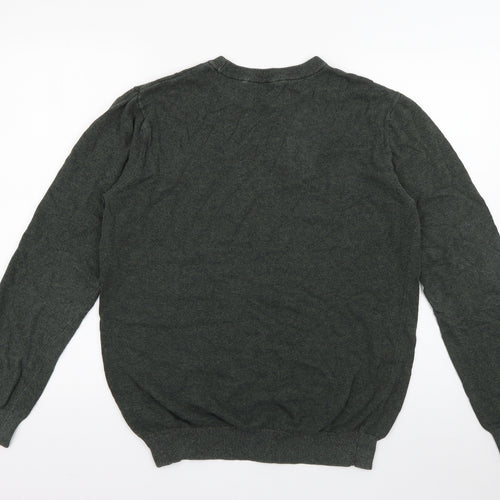 Peacocks Womens Green Crew Neck  Cotton Pullover Jumper Size M