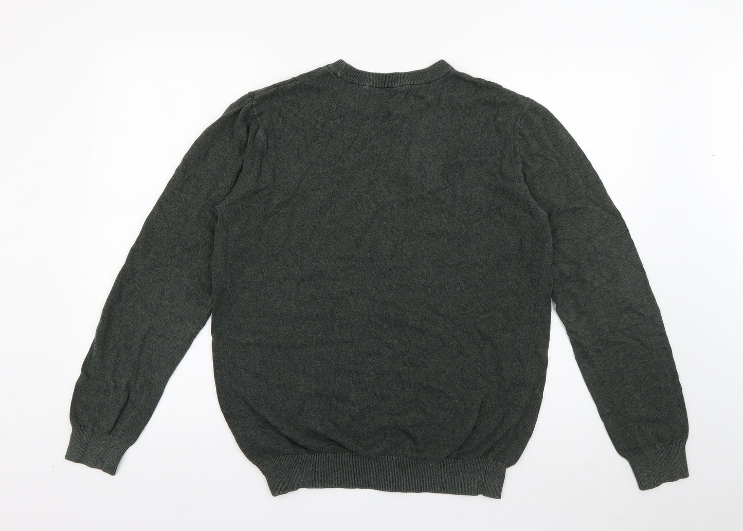 Peacocks Womens Green Crew Neck  Cotton Pullover Jumper Size M
