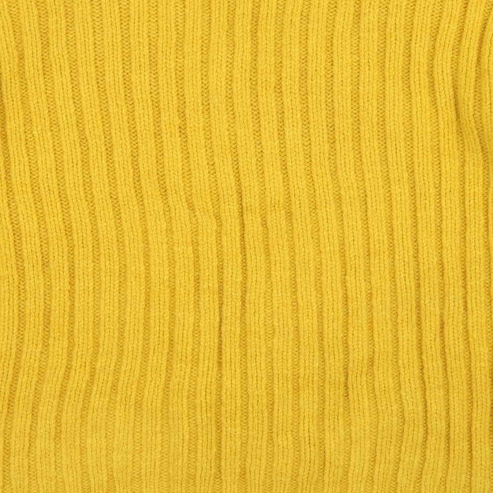 George Womens Yellow V-Neck  Acrylic Pullover Jumper Size L