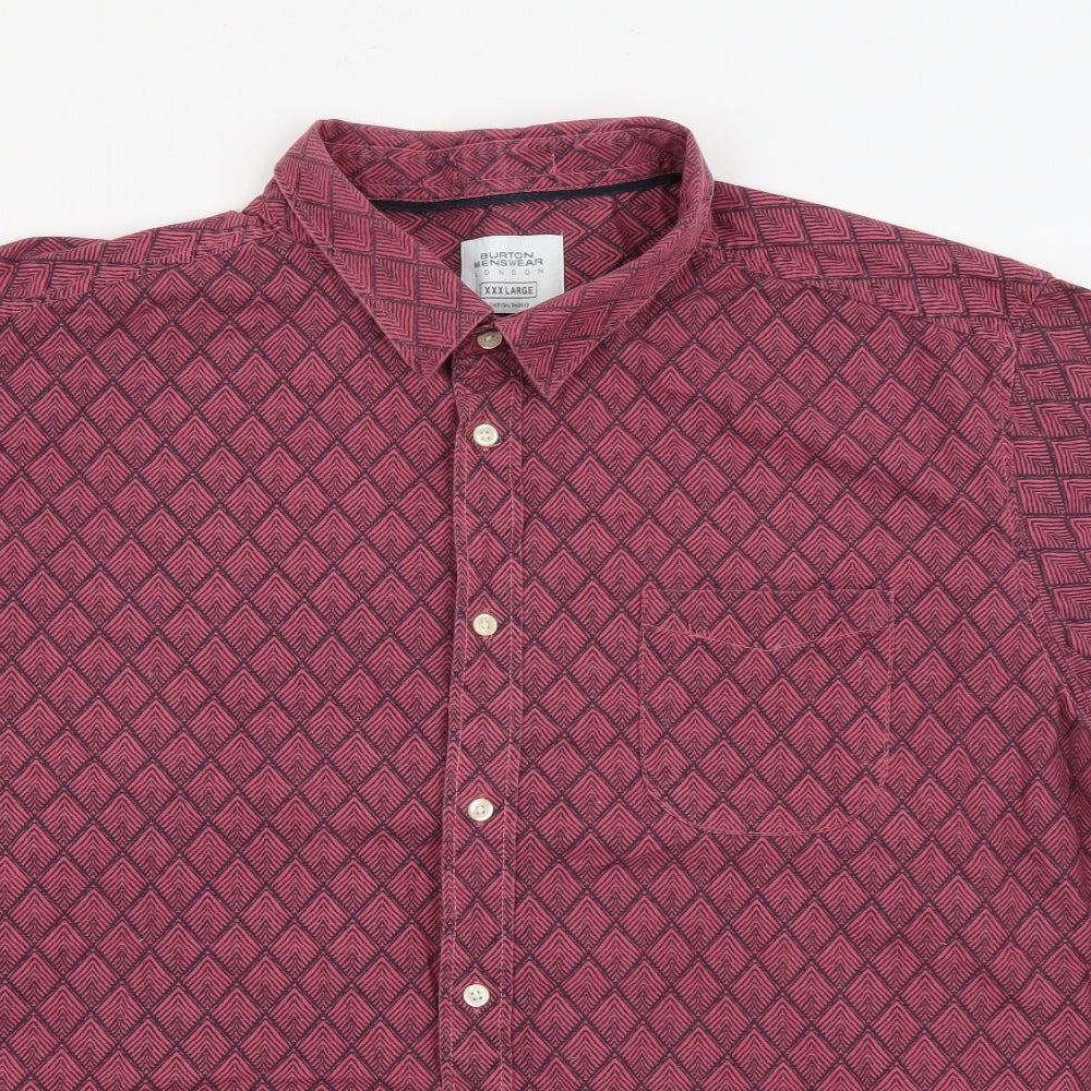 Burton Mens Pink  Cotton  Button-Up Size 3XL Collared Button