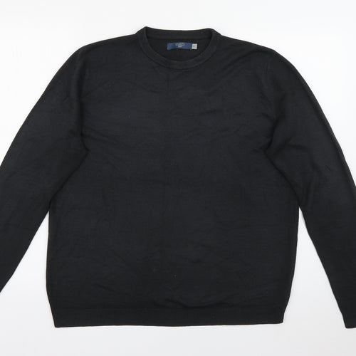 BHS Mens Black Crew Neck  Acrylic Pullover Jumper Size M