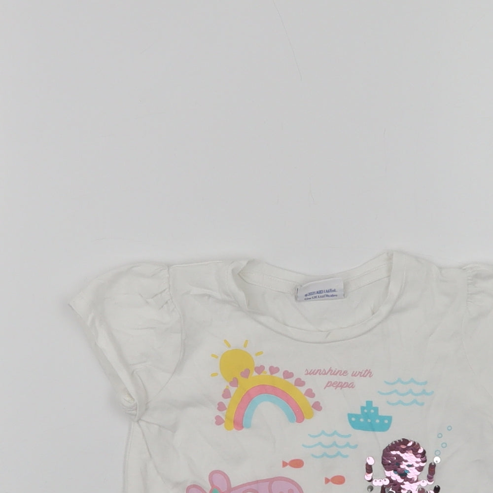 Matalan Baby White  Cotton Basic Polo Size 12-18 Months Crew Neck  - Peppa Pig
