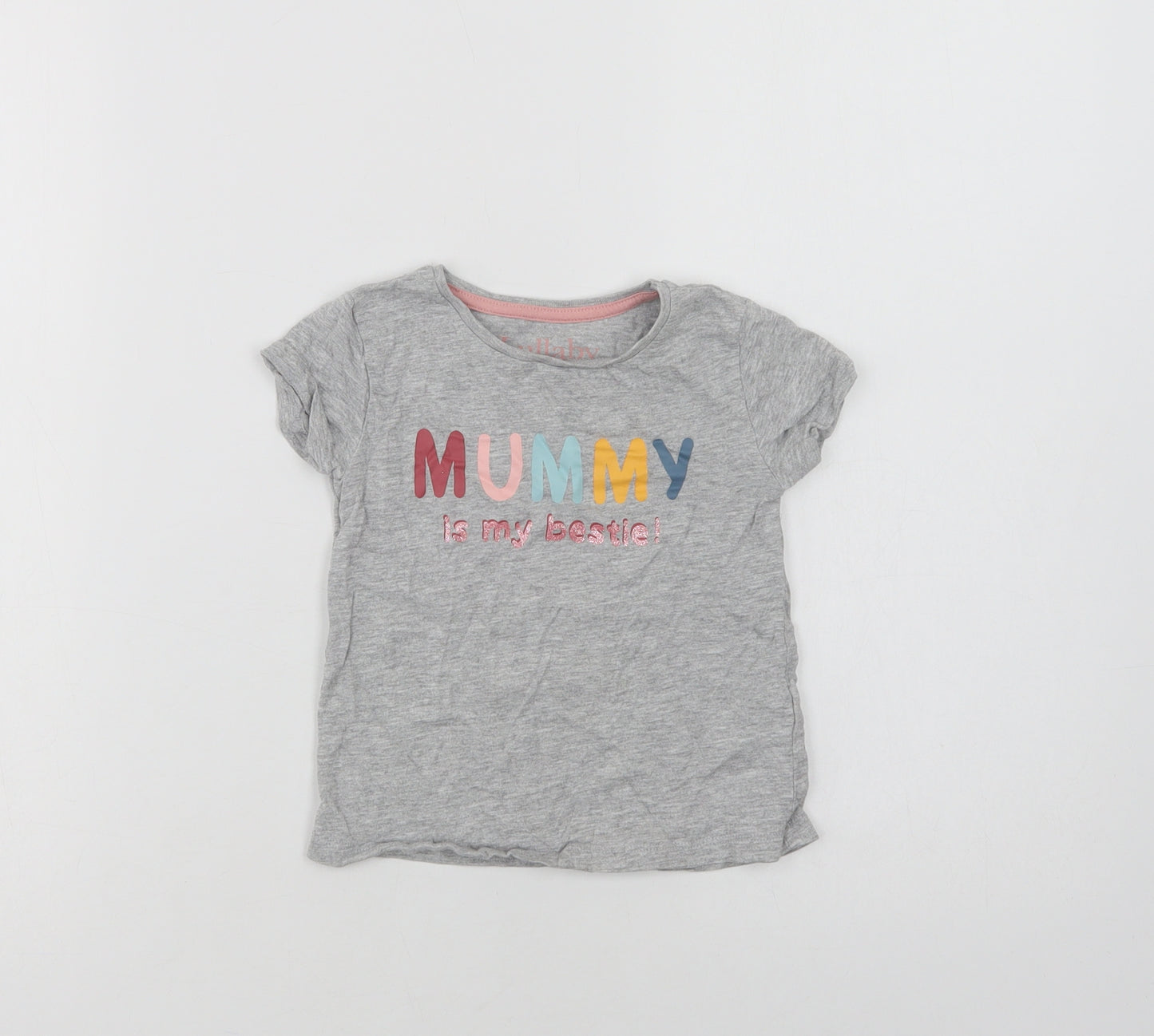 Peacocks Baby Grey  Cotton Basic T-Shirt Size 12-18 Months Crew Neck  - Mummy