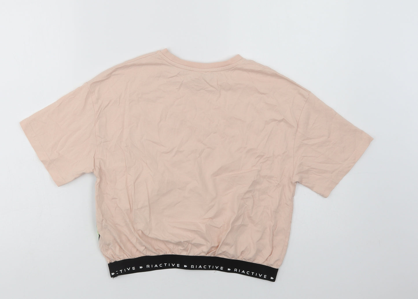 River Island Girls Pink  Cotton Cropped T-Shirt Size 11-12 Years Crew Neck