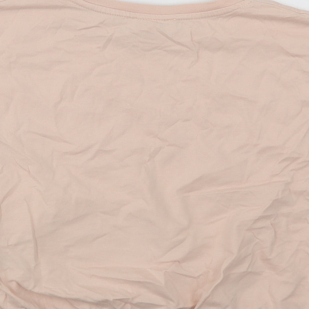 River Island Girls Pink  Cotton Cropped T-Shirt Size 11-12 Years Crew Neck
