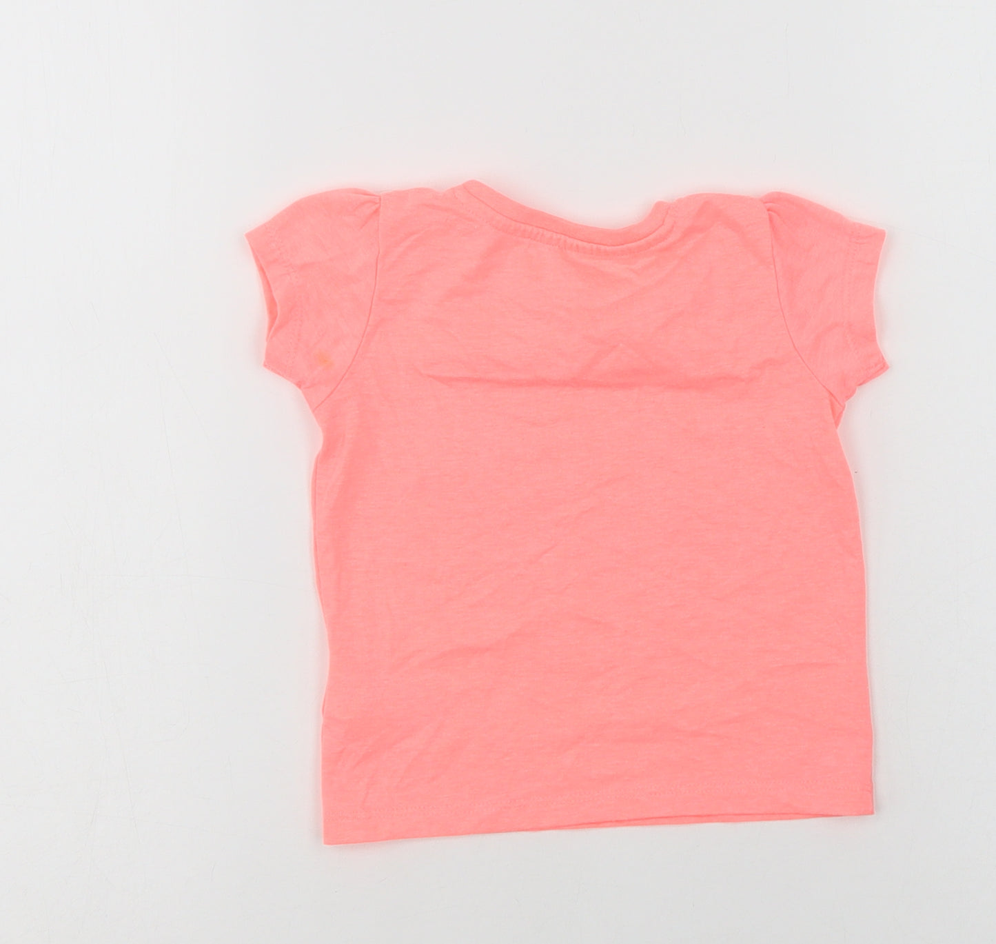 Primark Baby Pink  Polyester Basic T-Shirt Size 12-18 Months Crew Neck  - Butterfly