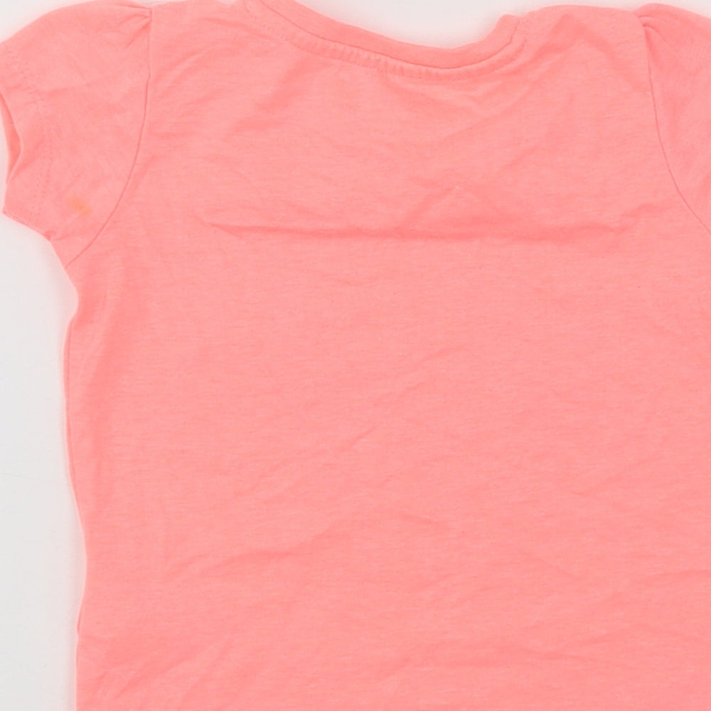 Primark Baby Pink  Polyester Basic T-Shirt Size 12-18 Months Crew Neck  - Butterfly