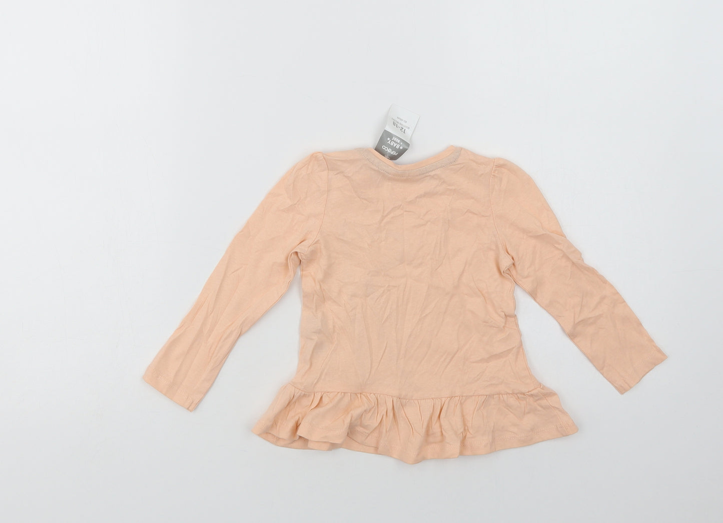 Pep & Co Baby Pink  Cotton Basic T-Shirt Size 12-18 Months Crew Neck Snap - Giraffe
