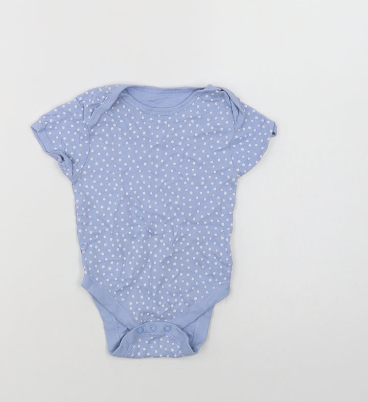Primark Baby Blue Polka Dot Cotton Romper One-Piece Size 12-18 Months Snap