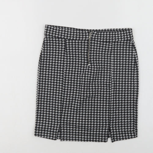 George Girls Black Houndstooth Polyester Straight & Pencil Skirt Size 11-12 Years  Regular Zip