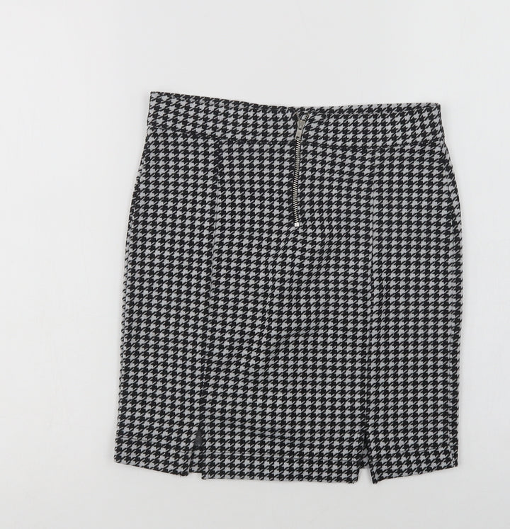 George Girls Black Houndstooth Polyester Straight & Pencil Skirt Size 11-12 Years  Regular Zip