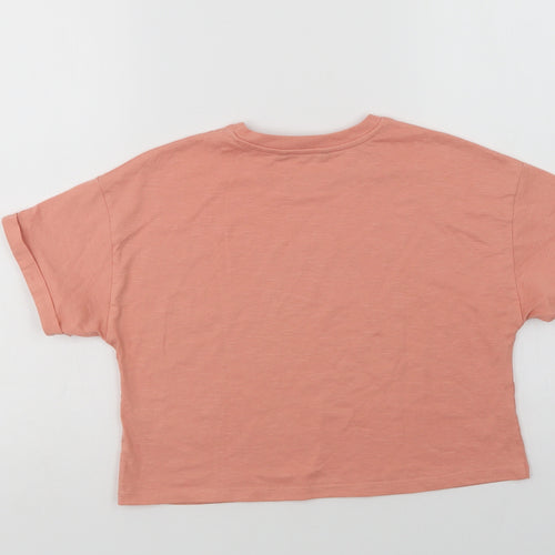 George Girls Pink  Cotton Cropped T-Shirt Size 10-11 Years Crew Neck  - West Coast