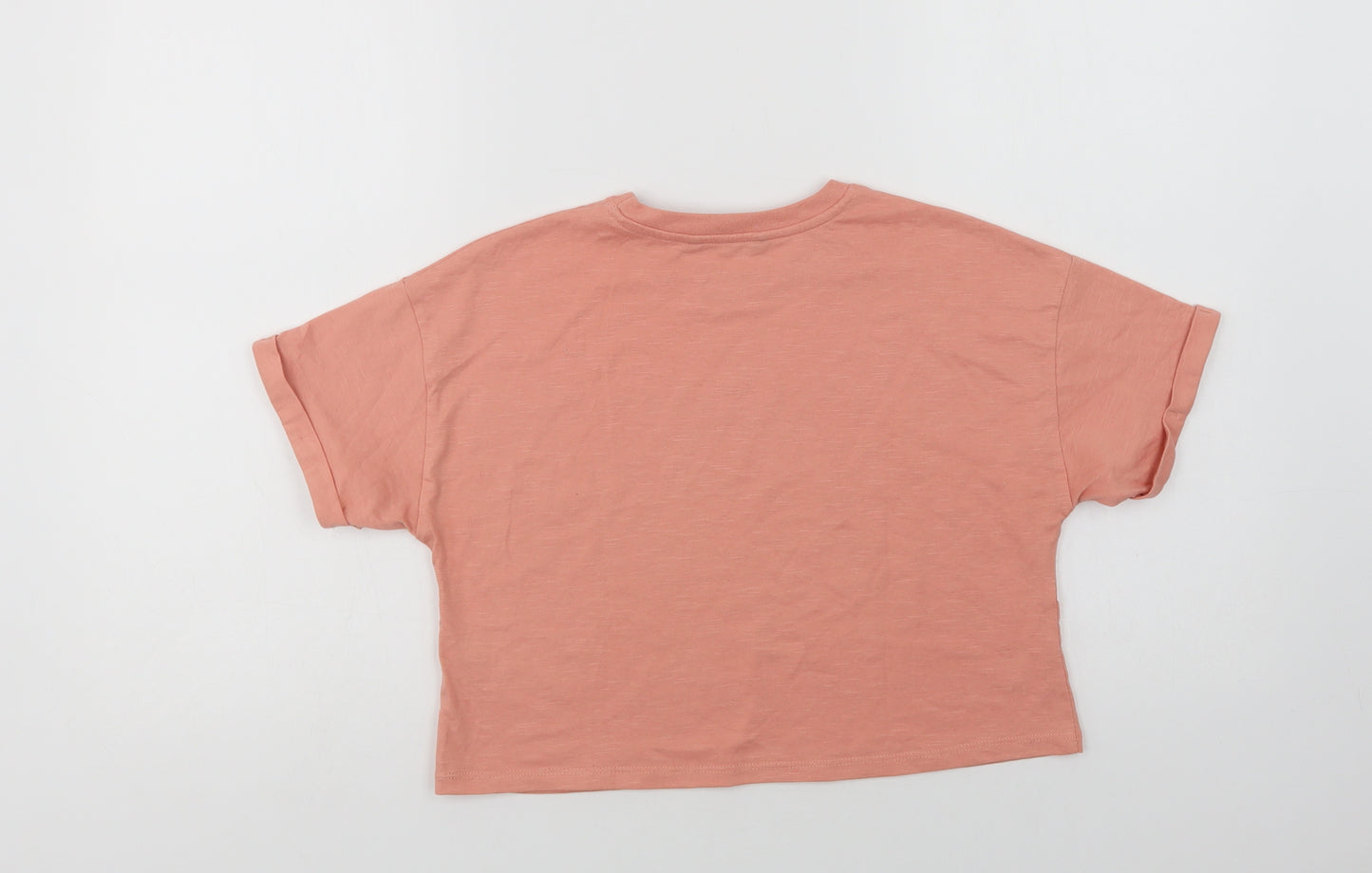 George Girls Pink  Cotton Cropped T-Shirt Size 10-11 Years Crew Neck  - West Coast