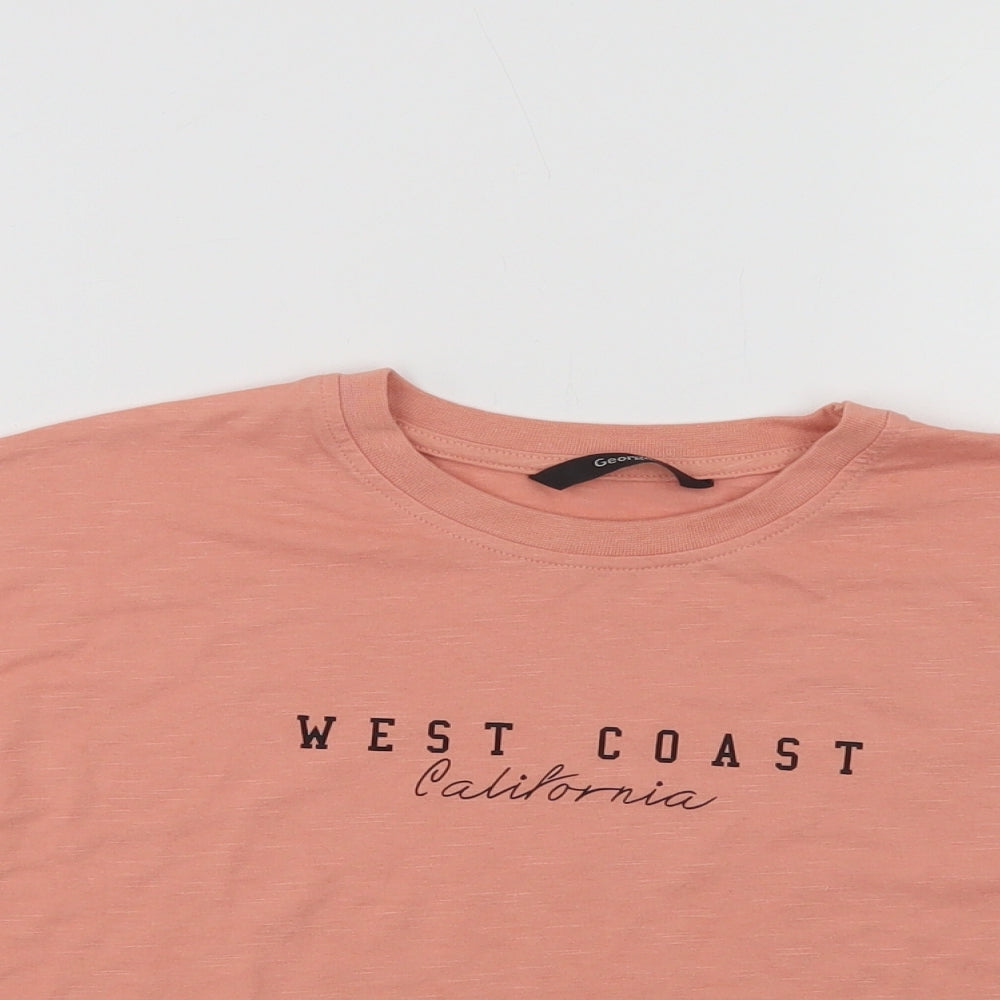 George Girls Pink  Cotton Cropped T-Shirt Size 10-11 Years Crew Neck  - West Coast
