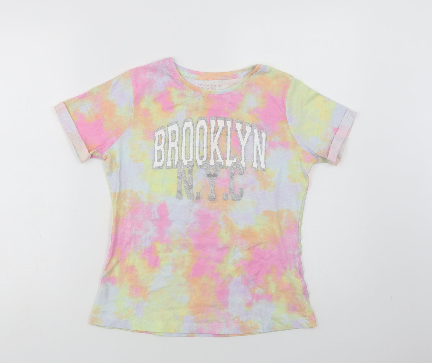 Primark Girls Multicoloured Batik Cotton Basic T-Shirt Size 11-12 Years Crew Neck  - Brooklyn NYC