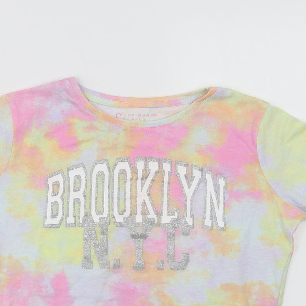 Primark Girls Multicoloured Batik Cotton Basic T-Shirt Size 11-12 Years Crew Neck  - Brooklyn NYC
