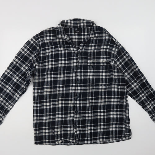 Matalan Mens Blue Plaid Cotton  Pyjama Top Size L  Button