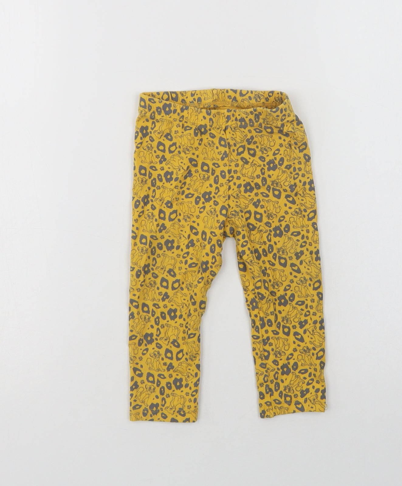 Primark Baby Yellow Animal Print Cotton Jogger Leggings Size 12-18 Months   - The Lion King