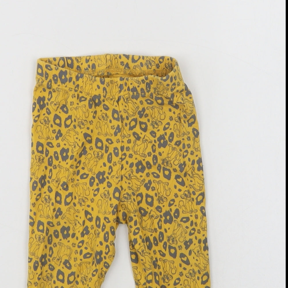 Primark Baby Yellow Animal Print Cotton Jogger Leggings Size 12-18 Months   - The Lion King