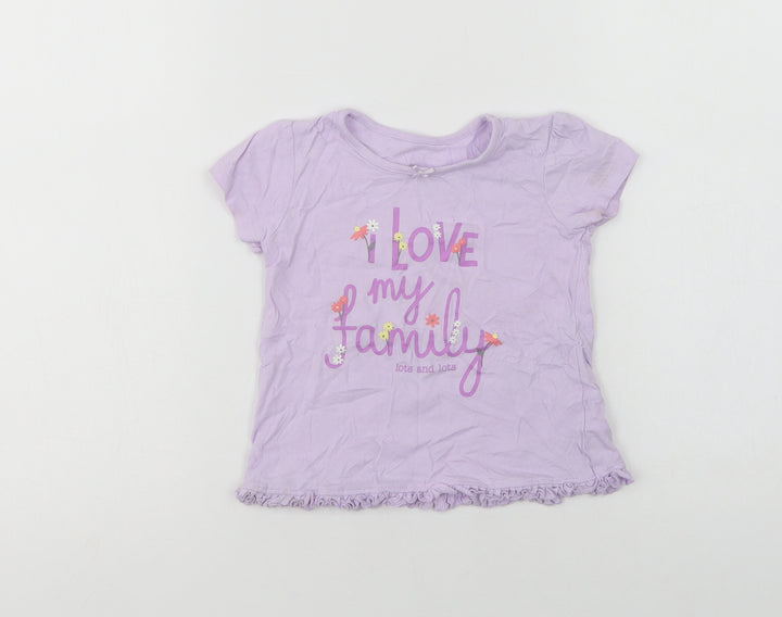 George Baby Purple  Cotton Basic T-Shirt Size 12-18 Months Crew Neck  - Love My Family