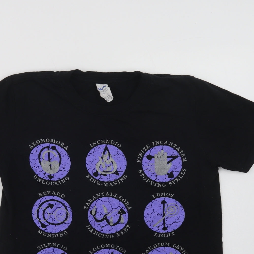 Gildan Womens Black  Cotton Basic T-Shirt Size S Crew Neck