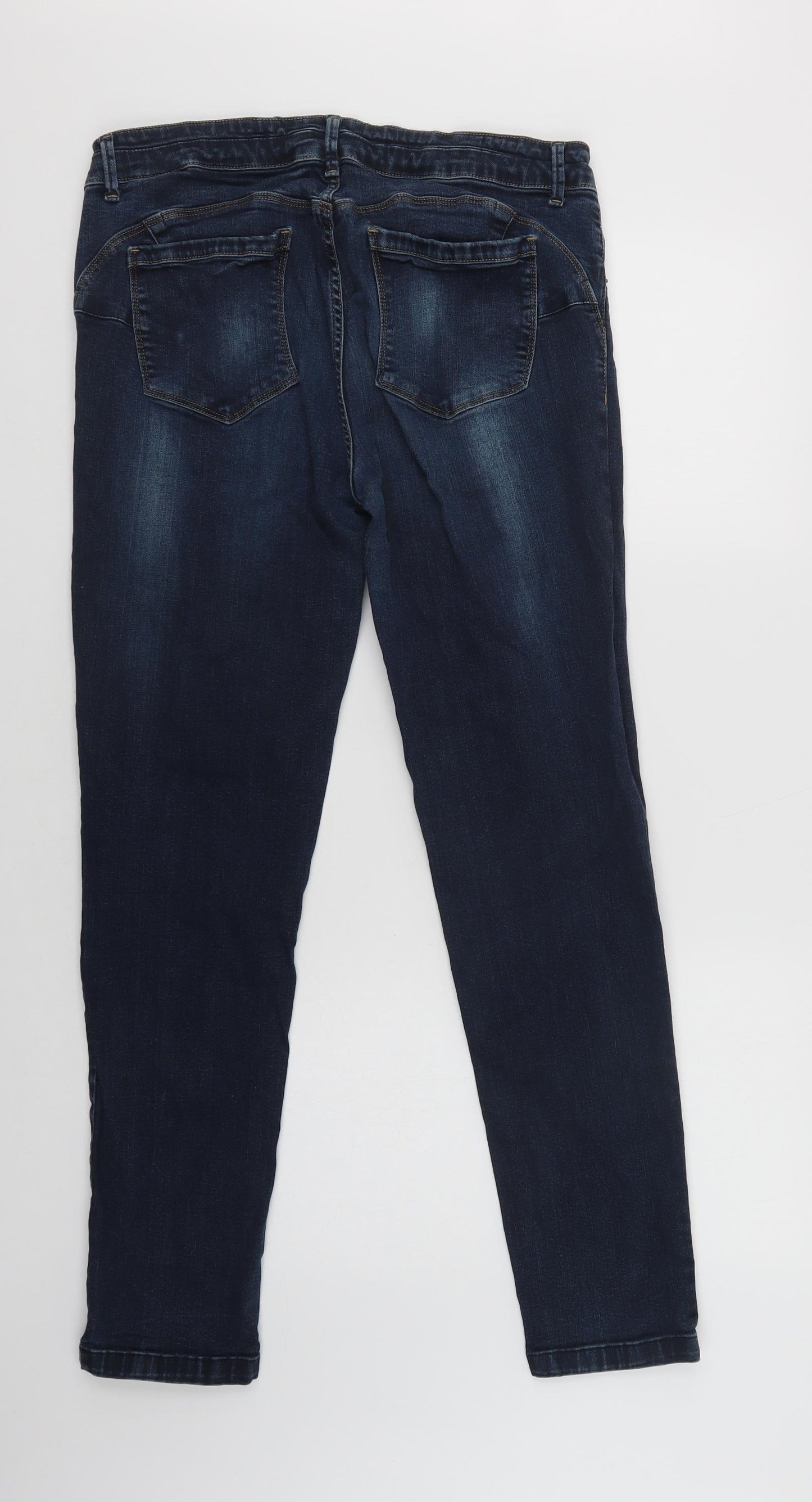 NEXT Womens Blue  Cotton Skinny Jeans Size 16 L30 in Regular Button
