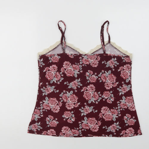 Primark Womens Purple Floral Polyester Cami Pyjama Top Size M   - Lace Trim